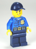 LEGO cty0454 Police - City Officer, Gold Badge, Dark Blue Cap with Hole, Lopsided Grin
